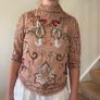 Folkster blush pink / cream sequin embellished and beaded high neck top Image 9