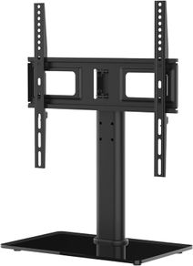 NEW SALE | Universal Table Top Pedestal TV Stand for 26"-55" LCD LED TVs, Height Adjustable TV Base Stand with Tempered Glass Base, Cable Management, Holds 45 KG & Max. VESA 400x400mm