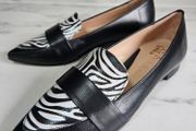 Emis slip on gorgeous leather flat black shoes with zebra detail RRP 100 euro new &amp; boxed sizes UK 4 &amp; UK 5