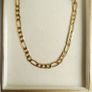 MEN'S 24ct Yellow Gold Plated Figaro Chain Necklace length 19" Image 2