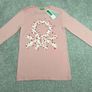 BNWT Sparkly Baby Pink Long Sleeved Girls Top / T-shirt by United Colors of Benetton, 100% cotton. Image 2