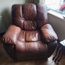 Brown leather sofa and Armchair Image 2