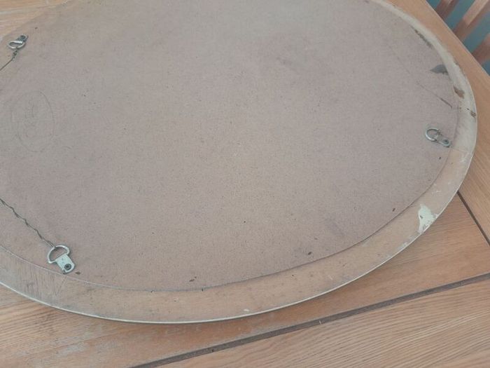 Vintage Ornate Gold Gilt Wood Oval Mirror. Bevelled Glass. 50cm x 60cm