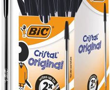 Cristal Original Smudge Free Ballpoint Pens, Ideal for School, Black, Medium Point (1.0mm), Pack of 50 (FREE POSTAGE)