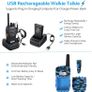 Talkies 2 way radio Long Range Walkie Talkie with 2 Pcs Original Earpieces Walky Talky 16CH Single Band Supports VOX LED Light Voice Prompt for Biking and Hiking Image 3