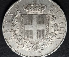 1876  Italy 5 Lire - Victor Emmanuel II Silver coin