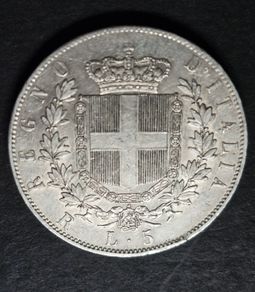 1876  Italy 5 Lire - Victor Emmanuel II Silver coin