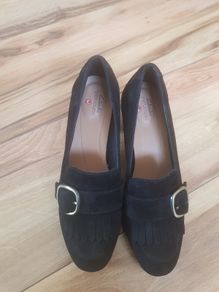 Clarks black suede shoes