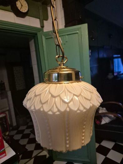 Original cream leaf design glass original 1920s Art Deco ceiling light