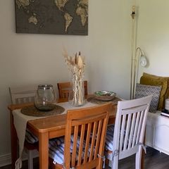 Small rectangular dining table and chairs