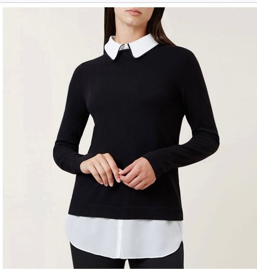 Hobbs black and white monochrome Ellis shirt jumper