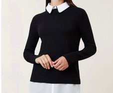 Hobbs black and white monochrome Ellis shirt jumper
