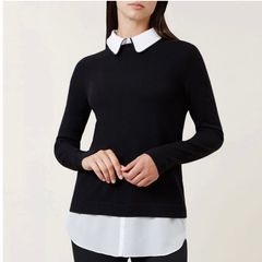 Hobbs black and white monochrome Ellis shirt jumper