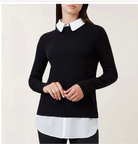Hobbs black and white monochrome Ellis shirt jumper
