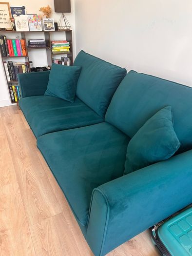 Ivy Dark Teal Velvet 3-Seater Sofa
