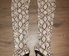 knee high snake print boots size 5