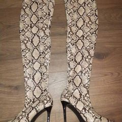 knee high snake print boots size 5