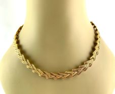 Mid century gold tone costume necklace