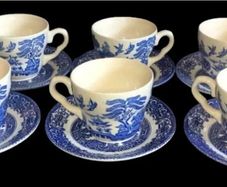 Vintage English Ironstone "Old Willow" Tea Set