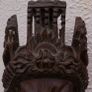 Vintage 19C Asian Chinese Emperor & Dragons Hand Carved Wood Mask Rose wood 9" Image 6