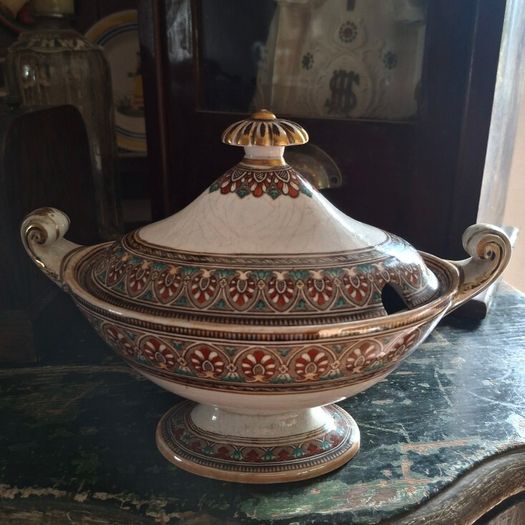 Rare 1860s Victorian Ironstone Sauce Tureen & Lid
