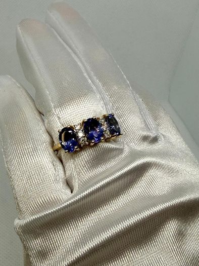 Gold 14K (585) Yellow Gold AAA Tanzanite & Lab Grown Diamond