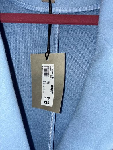 River Island Blue single breasted longline coat