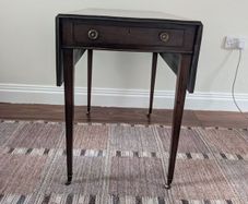 Antique Georgian Style Mahogany Pembroke Table - Drop Leaf with Drawer & Casters