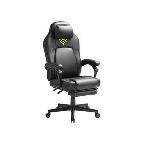 Gaming Chair High Quality Height-Adjustable with Footrest and Pillow Ink Black