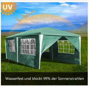 3 x 6 m Gazebo Party Tent  Marquee Garden Gazebo with 6 Side Panels for Wedding Party, Waterproof Garden Camping