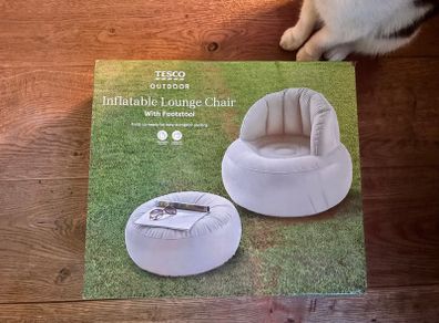 Inflatable chair and footstool