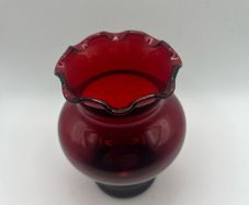 1940s Vintage Anchor Hocking Royal Ruby Red Glass Vase