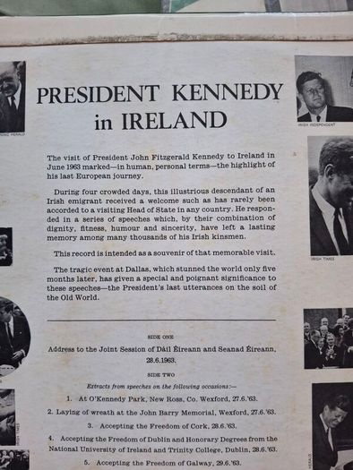 3 x VINTAGE VYNAL LP's RECORD ALBUMS 1963 PRESIDENT Kennedy In Ireland , Irish Humorous & Papular songs Martin Crosby , Irish Memories Farher Sydney MacEwan