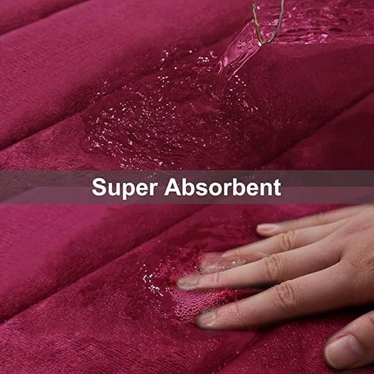 Memory Foam Bath Mat, 50 x 75 cm, Extra Soft Non-Slip Bathroom Mat, Super Absorbent Bath Mats for Bathroom Floor, Machine-Washable Dry Bath Rug Foot Mat, Wine Red