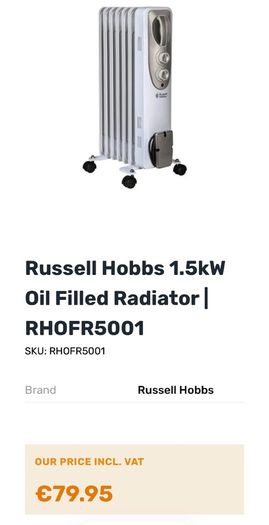 Oil filled radiator