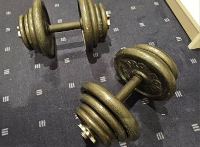 2x 20kg Cast Iron Dumbbells