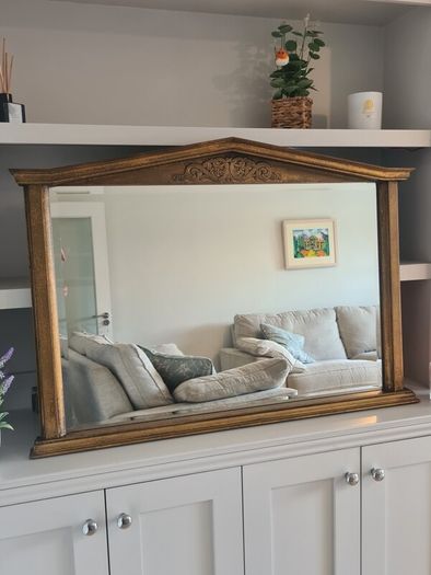 Elegant Gold Overmantle Mirror  Large Statement Piece