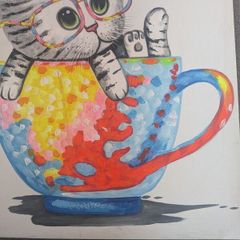 painting Cat in the mug