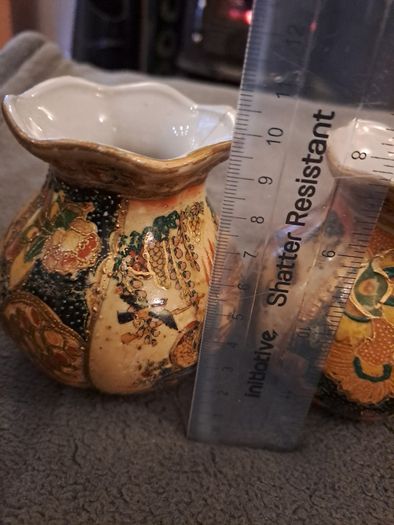 Pair of Hand Painted Chinese Satsuma Style Vases