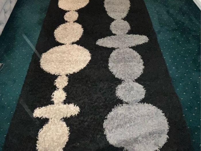 Hinnerup Rug 133 x 195cm Black Grey and White/Cream