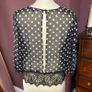 River Island UK10 Chiffon Lace Polka Dot Open Back Top Blouse Image 2