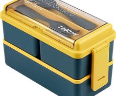 NEW SALE | Lunch Box, 1400ml Bento Box with Spoon Fork, Stackable 2 Layer 3 Compartments Leak Proof Japanese Lunch Box, Meal Prep Container Box for Adults Kids Students Office Microwave Dishwasher Safe