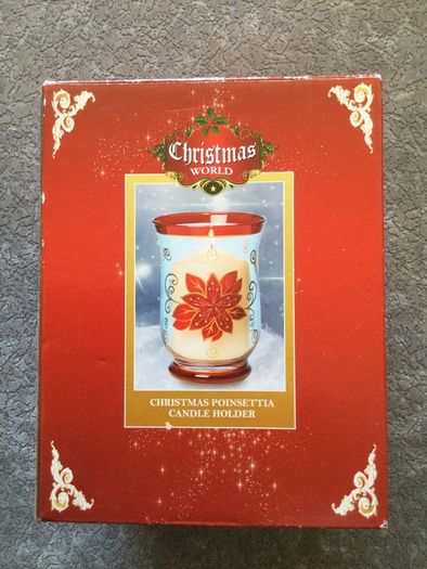 Gorgeous Christmas Poinsettia Candle Holder Brand New in box