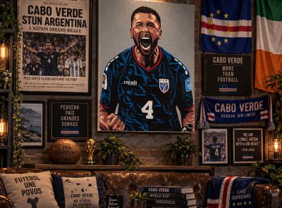 Pico Lopes Cabo Verde acrylic original portrait painting art canvas football soccer memorabilia Shamrock Rovers