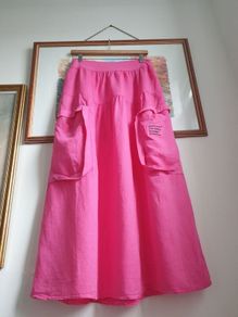 Pink linen skirt size uk 14