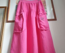 Pink linen skirt size uk 14