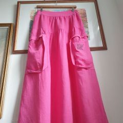 Pink linen skirt size uk 14
