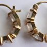 Vintage Gold Plated Huggie Hoop Earrings Cubic Zirconia Stones Image 4