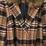Check Fur Collar Winter Coat Image 3