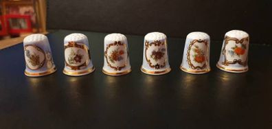 Collection of Flower Themed Birchroft Bone China Thimbles